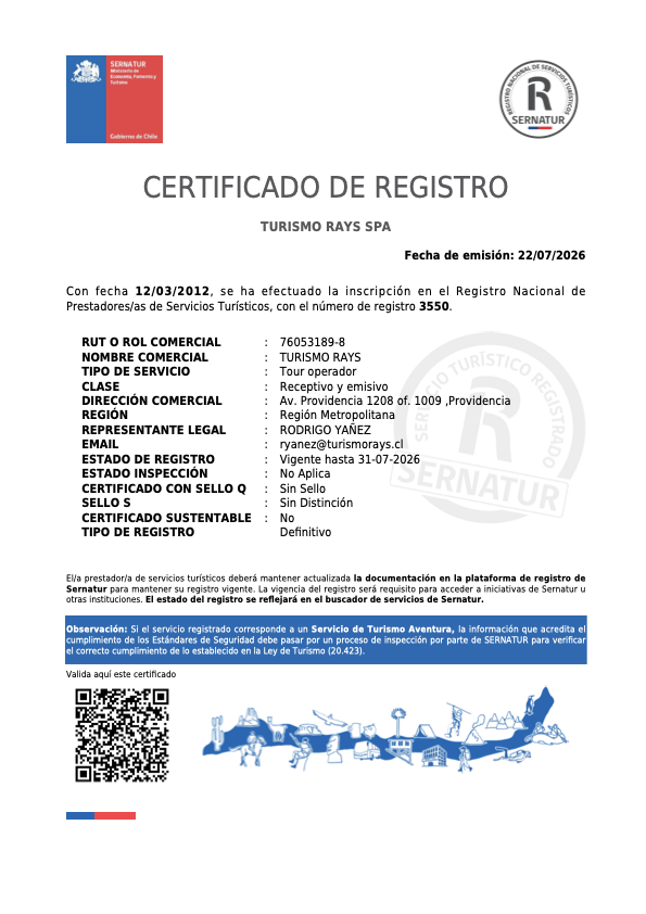 Certificado Sernatur